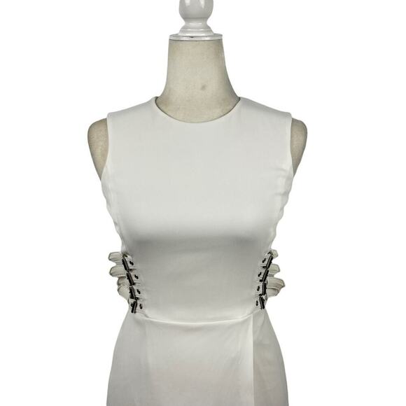 A.L.C. Women's Size 0 Anderson Crepe Mini Dress Buckle Waist Detail Coastal - Picture 3 of 14